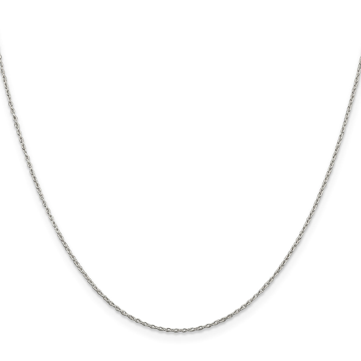 925 White Gold 1.3 mm Polished Chain Necklace, Solid