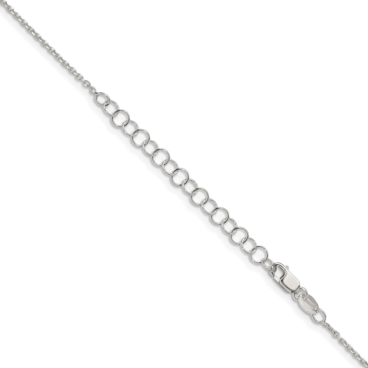 925 White Gold 1.25 mm Polished Chain Necklace, Solid detail view