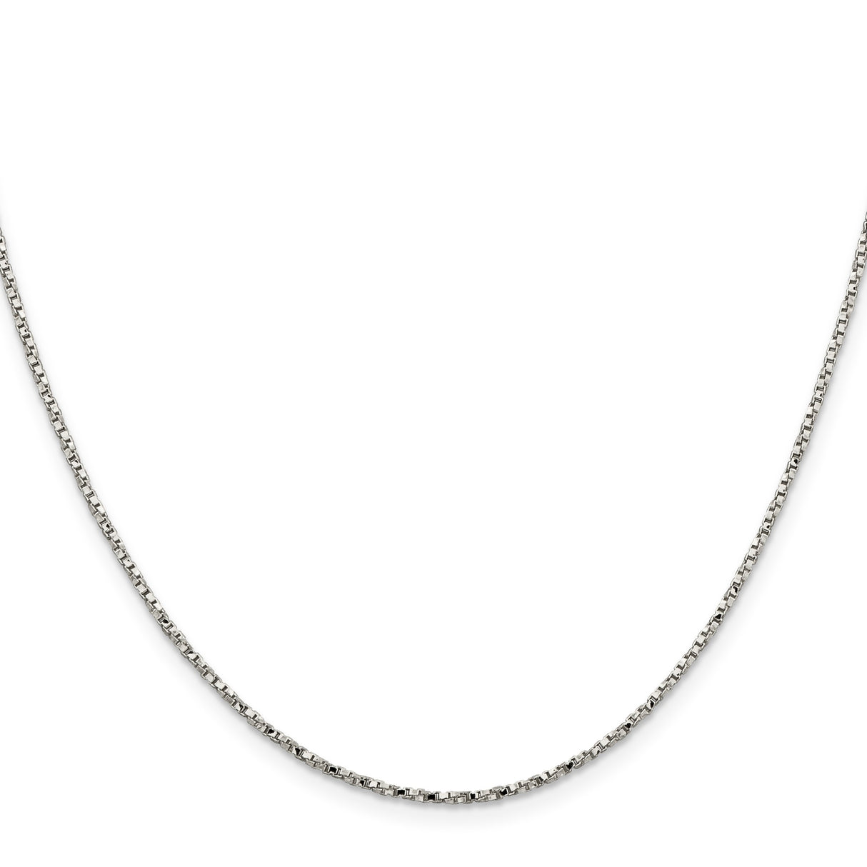 925 White Gold 1.35 mm Box Chain Necklace, Polished