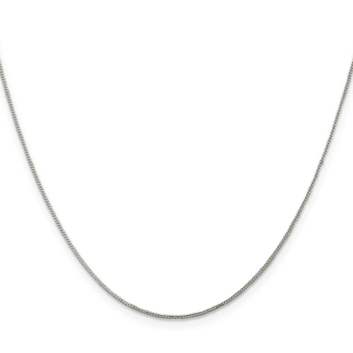 925 White Gold 0.8 mm Curb Chain Necklace, Polished