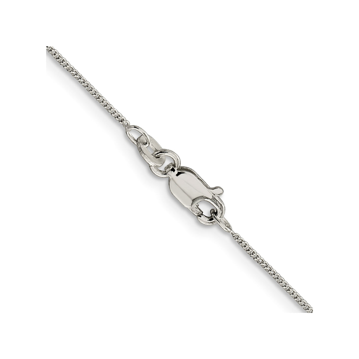 925 White Gold 0.8 mm Curb Chain Necklace, Polished alternate angle