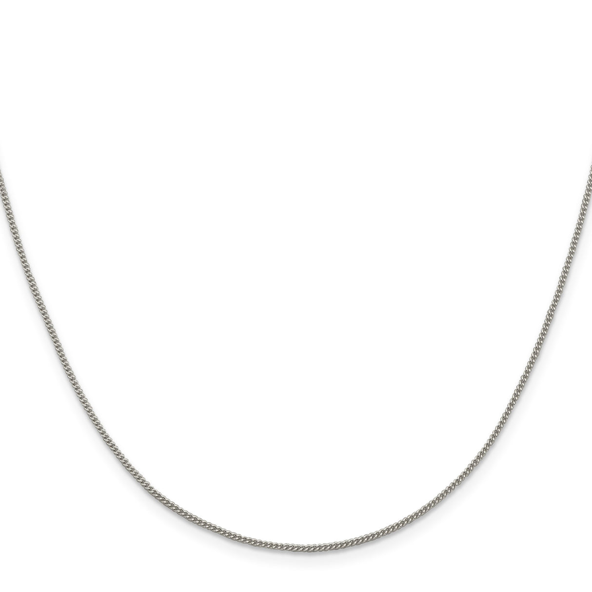 925 White Gold 1.15 mm Curb Chain Necklace, Polished