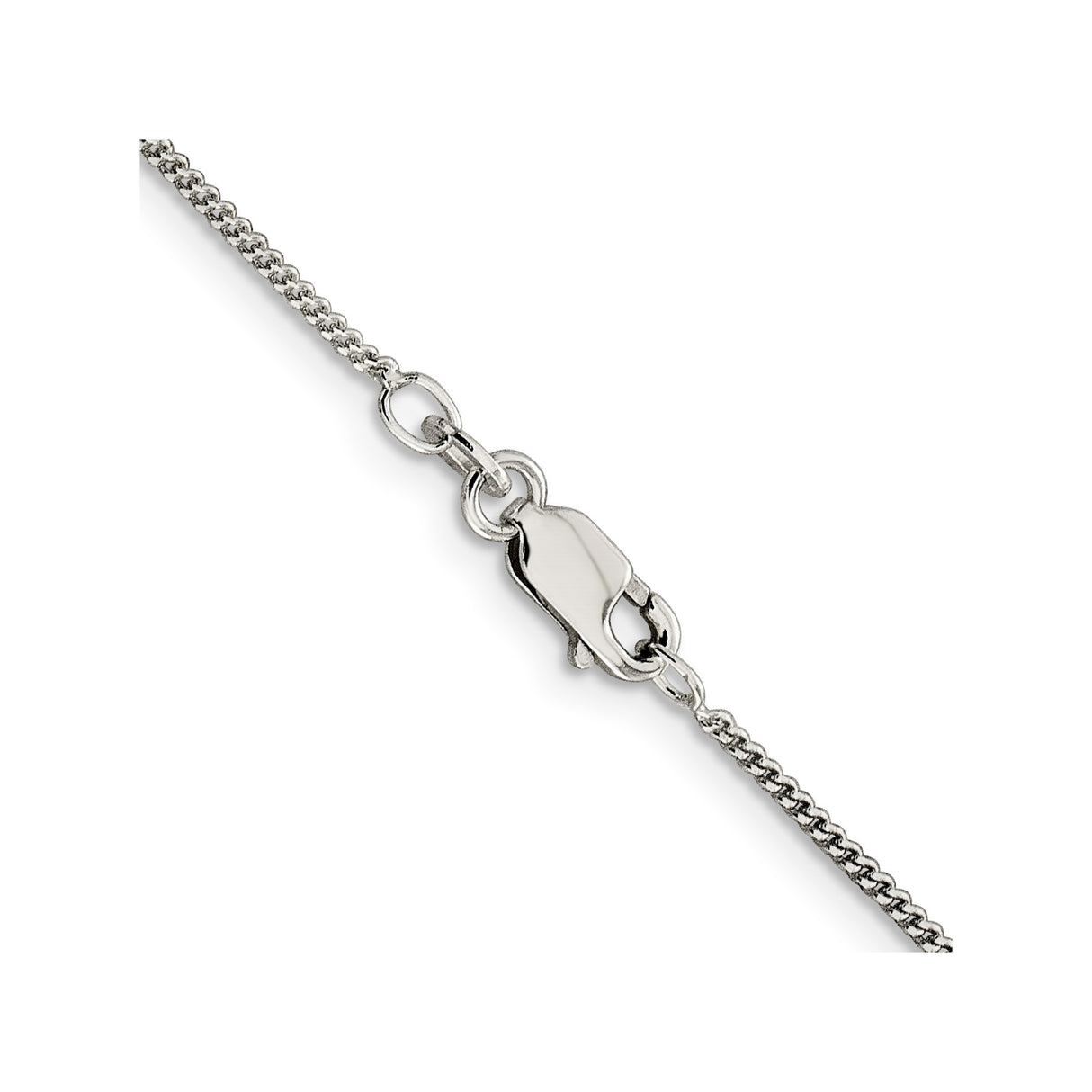 925 White Gold 1.15 mm Curb Chain Necklace, Polished alternate angle