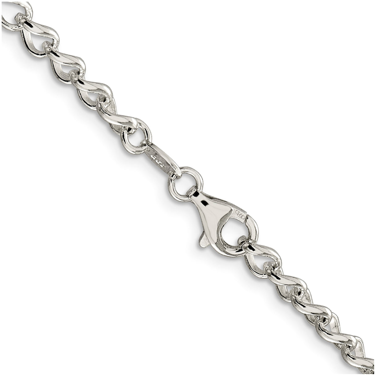 925 White Gold 4.5 mm Curb Chain Necklace, Polished alternate angle