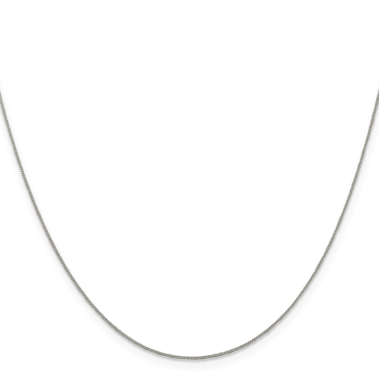 925 White Gold 0.5 mm Curb Chain Necklace, Polished