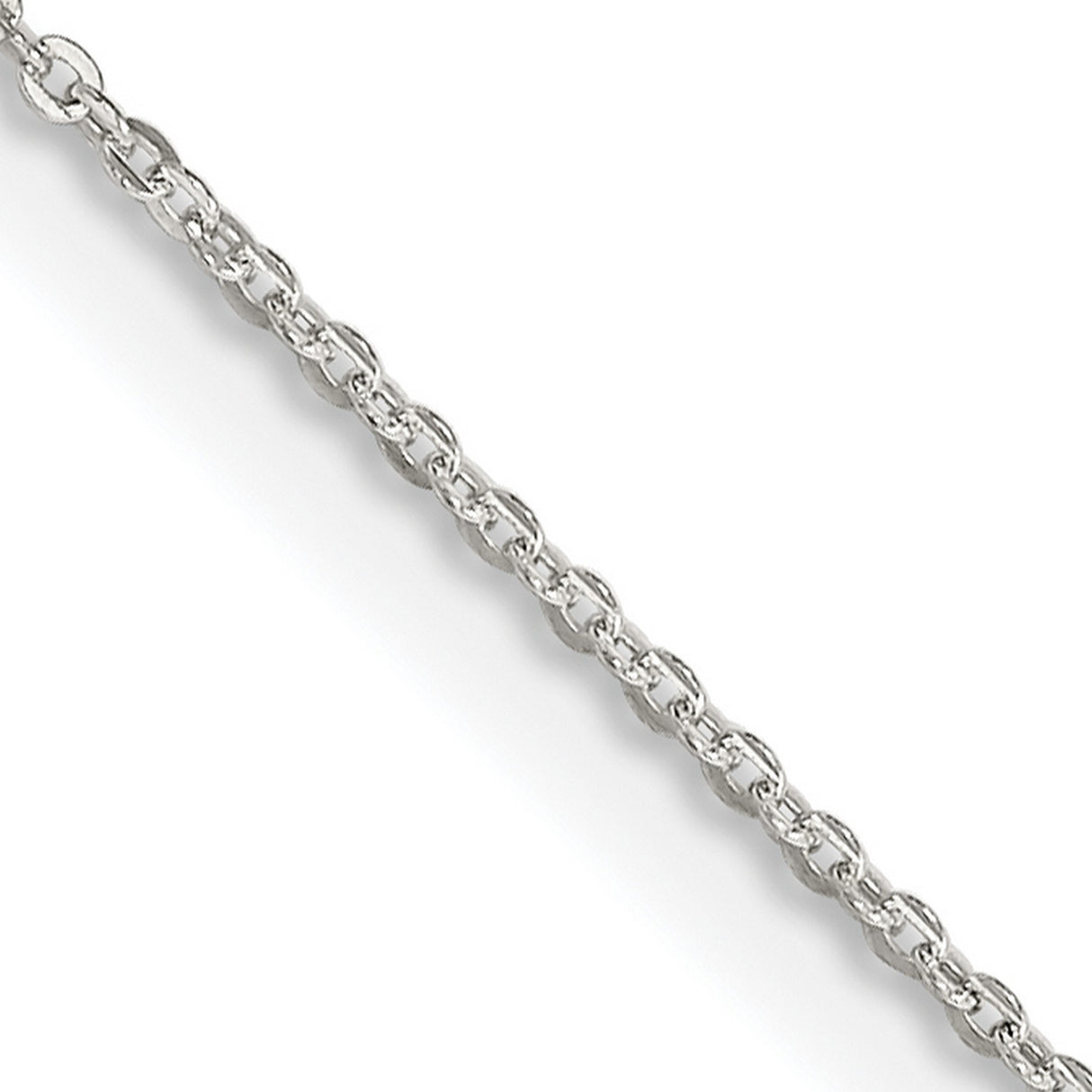 925 White Gold 1.15 mm Polished Chain Necklace, Solid detail view