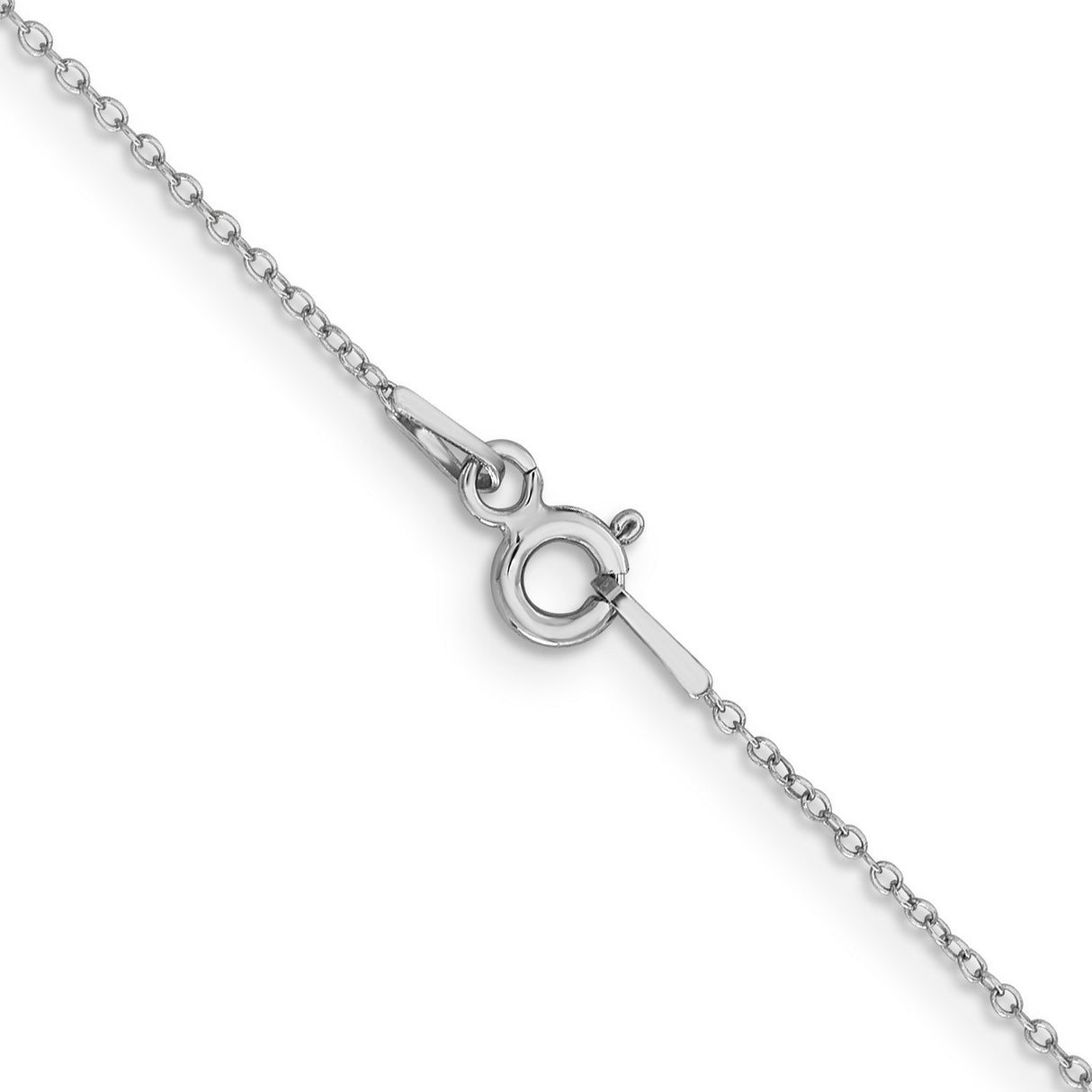 925 White Gold 1 mm Polished Chain Necklace, Solid alternate angle