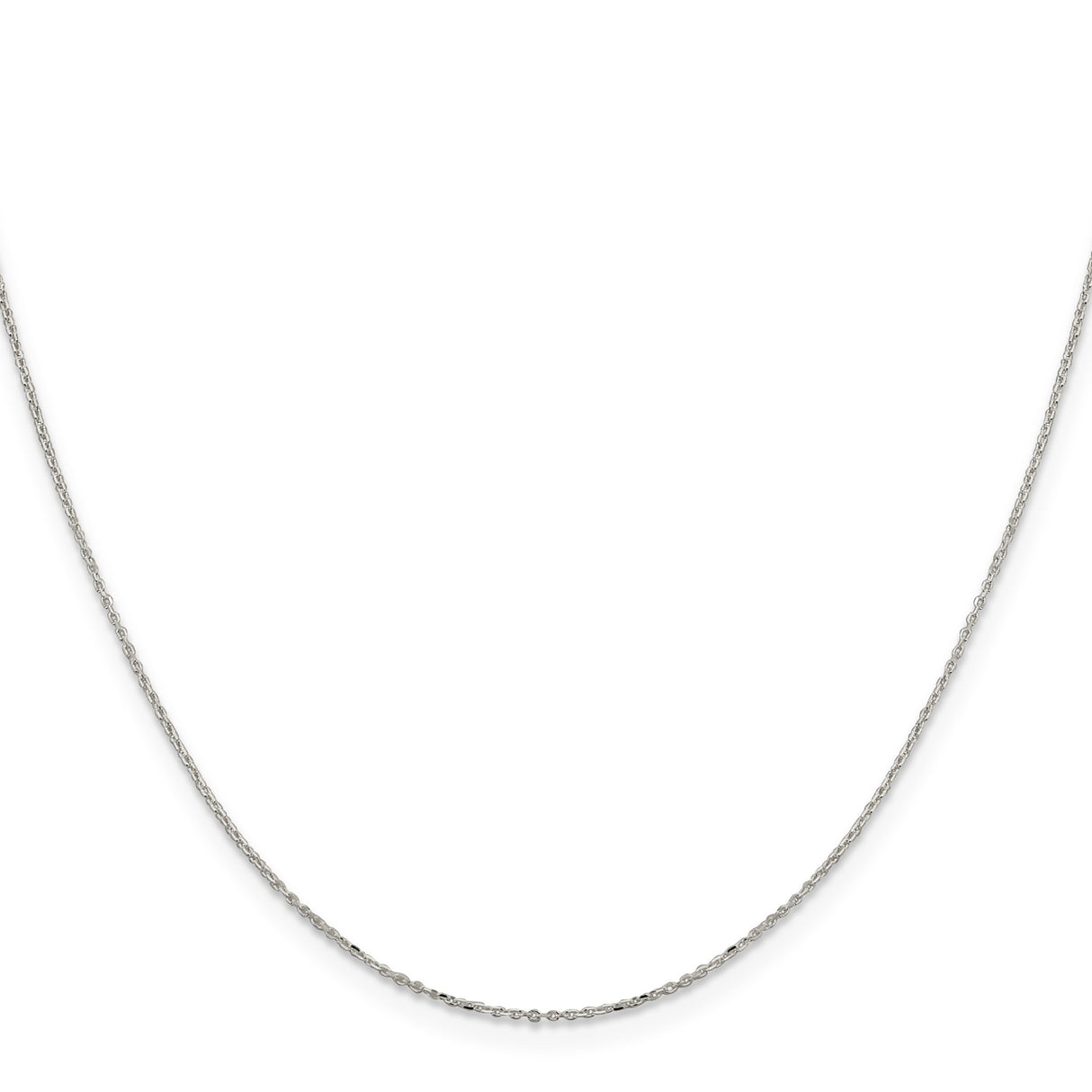 925 White Gold 1 mm Polished Chain Necklace, Solid