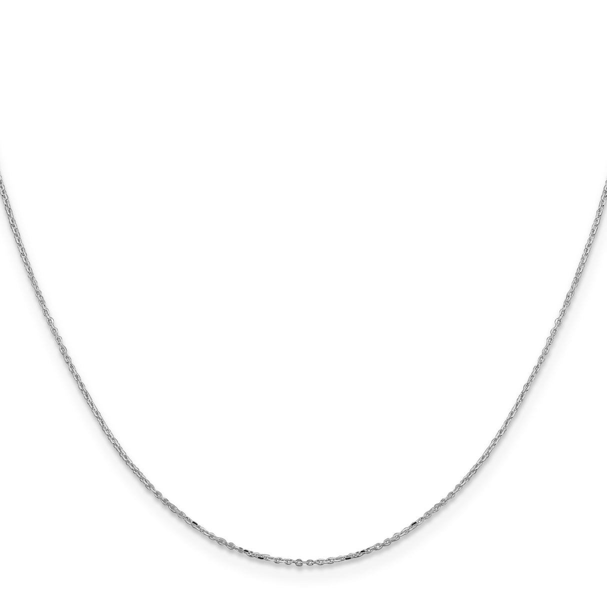 925 White Gold 1 mm Polished Chain Necklace, Solid
