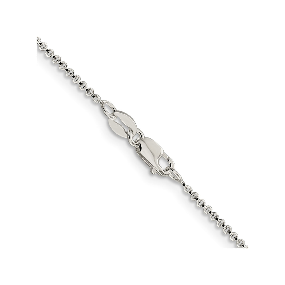 925 White Gold 1.4 mm Polished Chain Necklace, Solid alternate angle