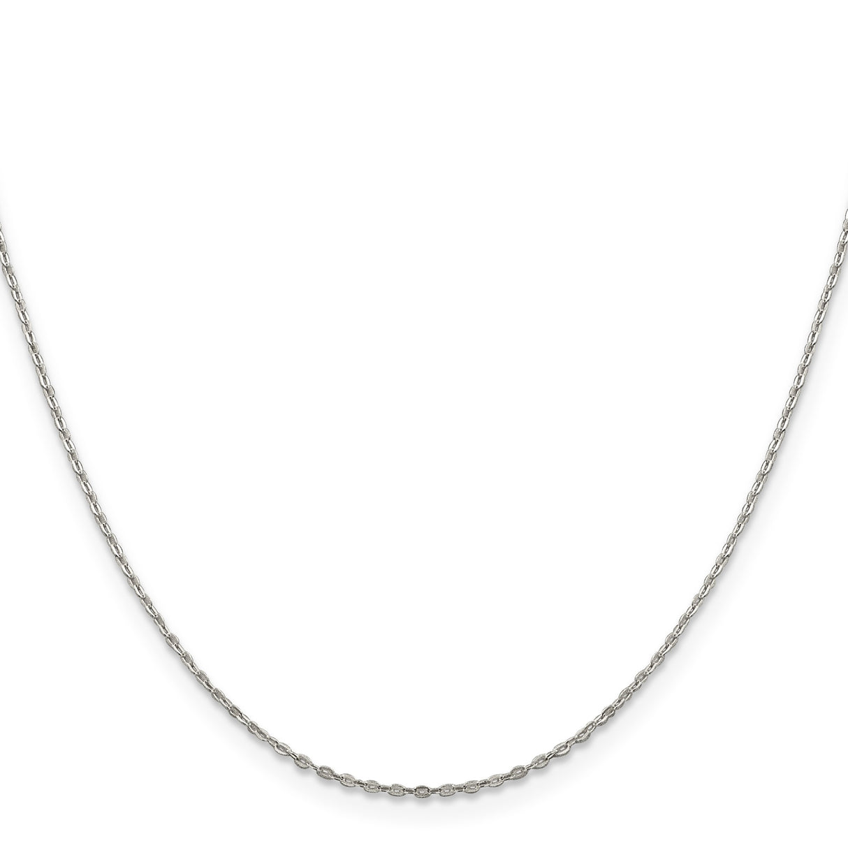 925 White Gold 0.5 mm Polished Chain Necklace, Solid