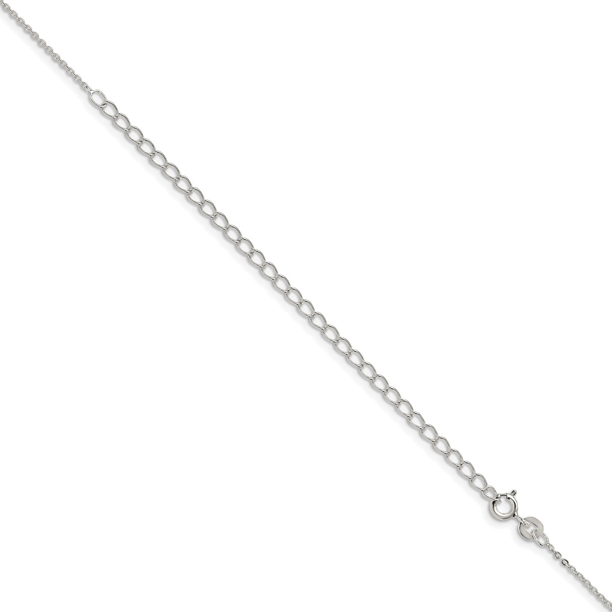 925 White Gold 0.9 mm Polished Chain Necklace, Solid detail view