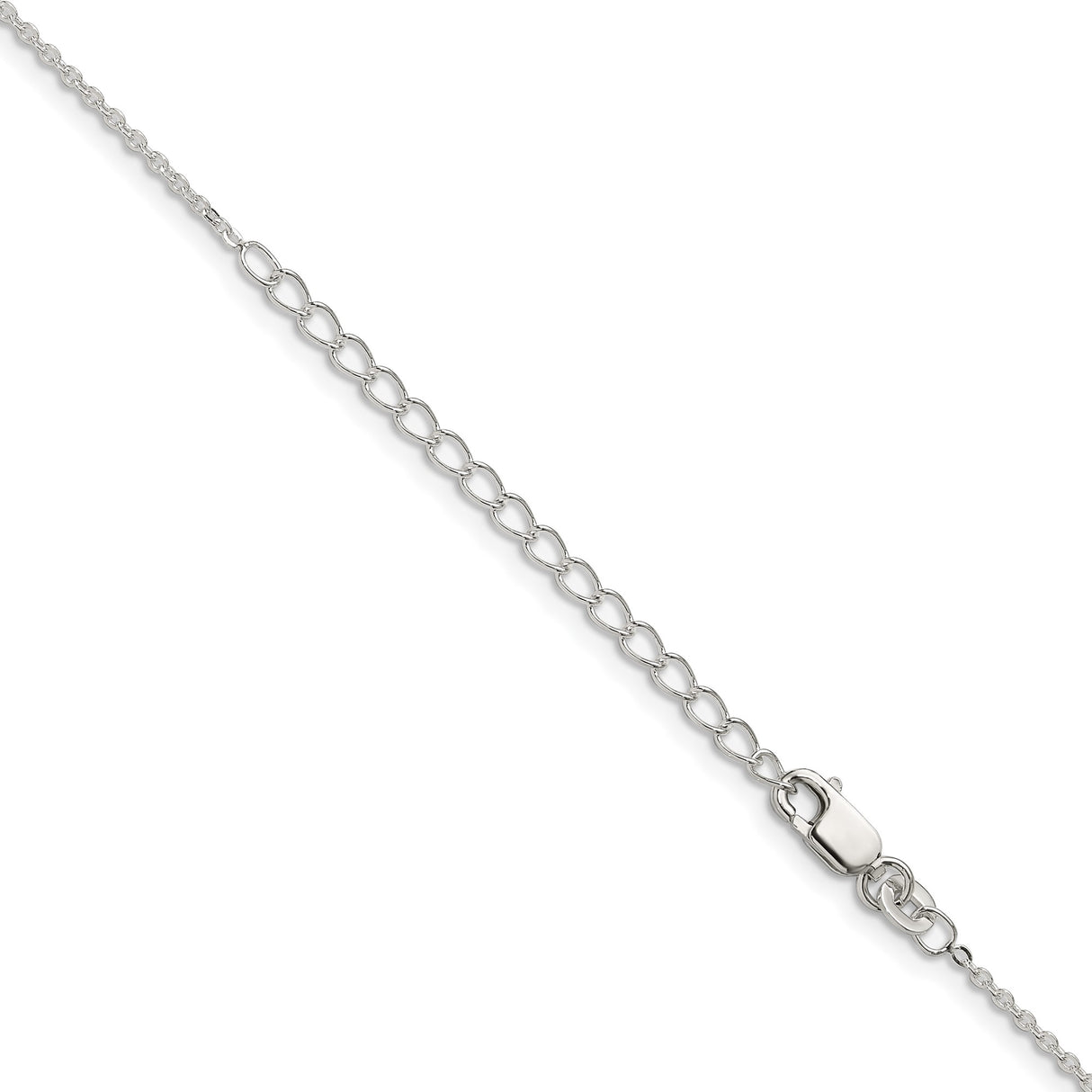925 White Gold 1 mm Polished Chain Necklace, Solid detail view