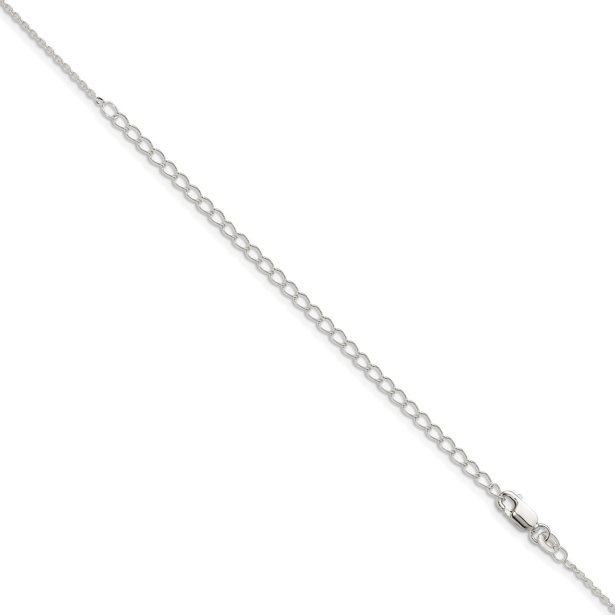 925 White Gold 1 mm Polished Chain Necklace, Solid detail view