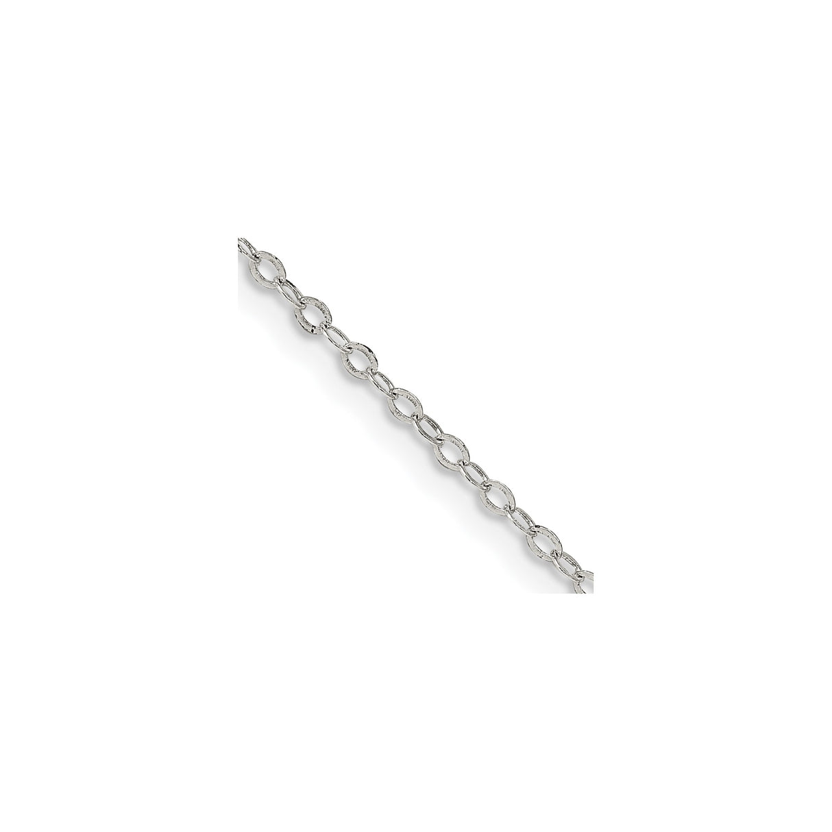 925 White Gold 1.5 mm Polished Chain Necklace, Solid detail view