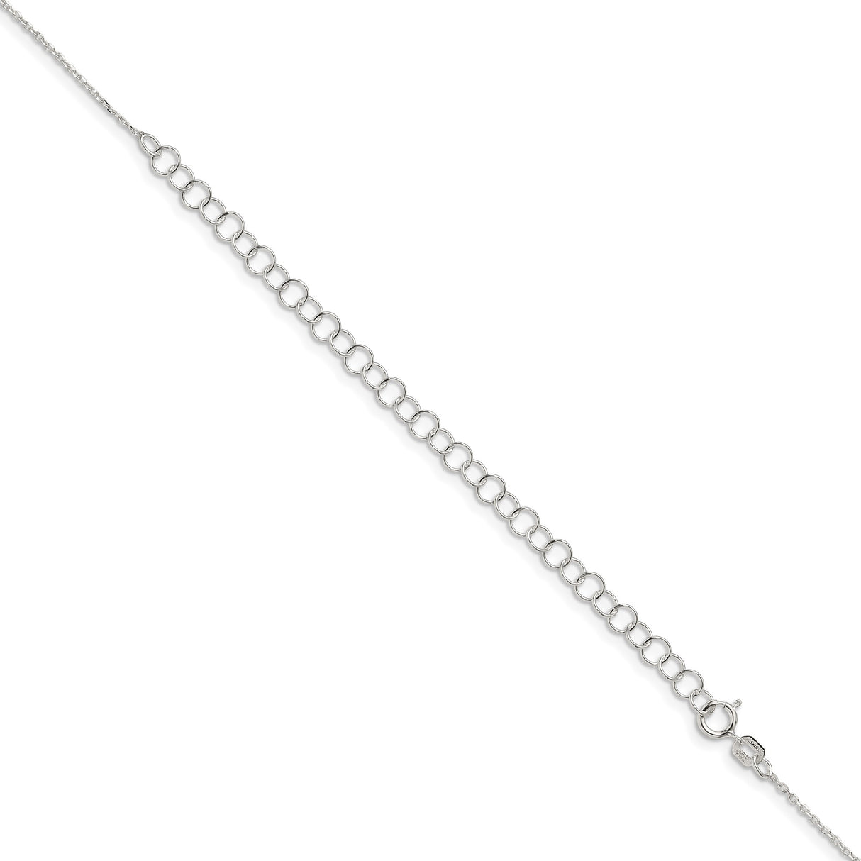 925 White Gold 0.95 mm Polished Chain Necklace, Solid detail view