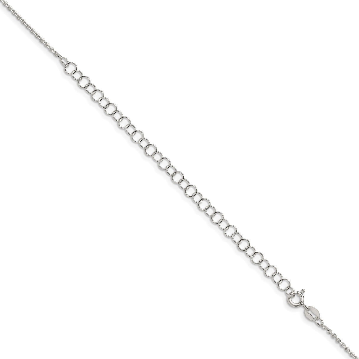 925 White Gold 1.4 mm Polished Chain Necklace, Solid detail view
