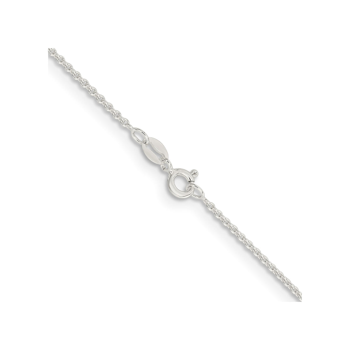 925 White Gold 1.6 mm Polished Chain Necklace, Solid alternate angle