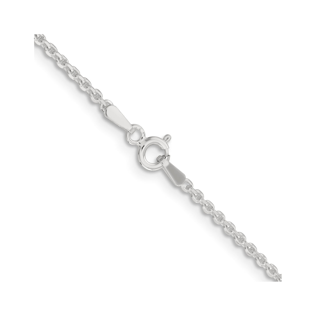 925 White Gold 1.85 mm Polished Chain Necklace, Solid alternate angle