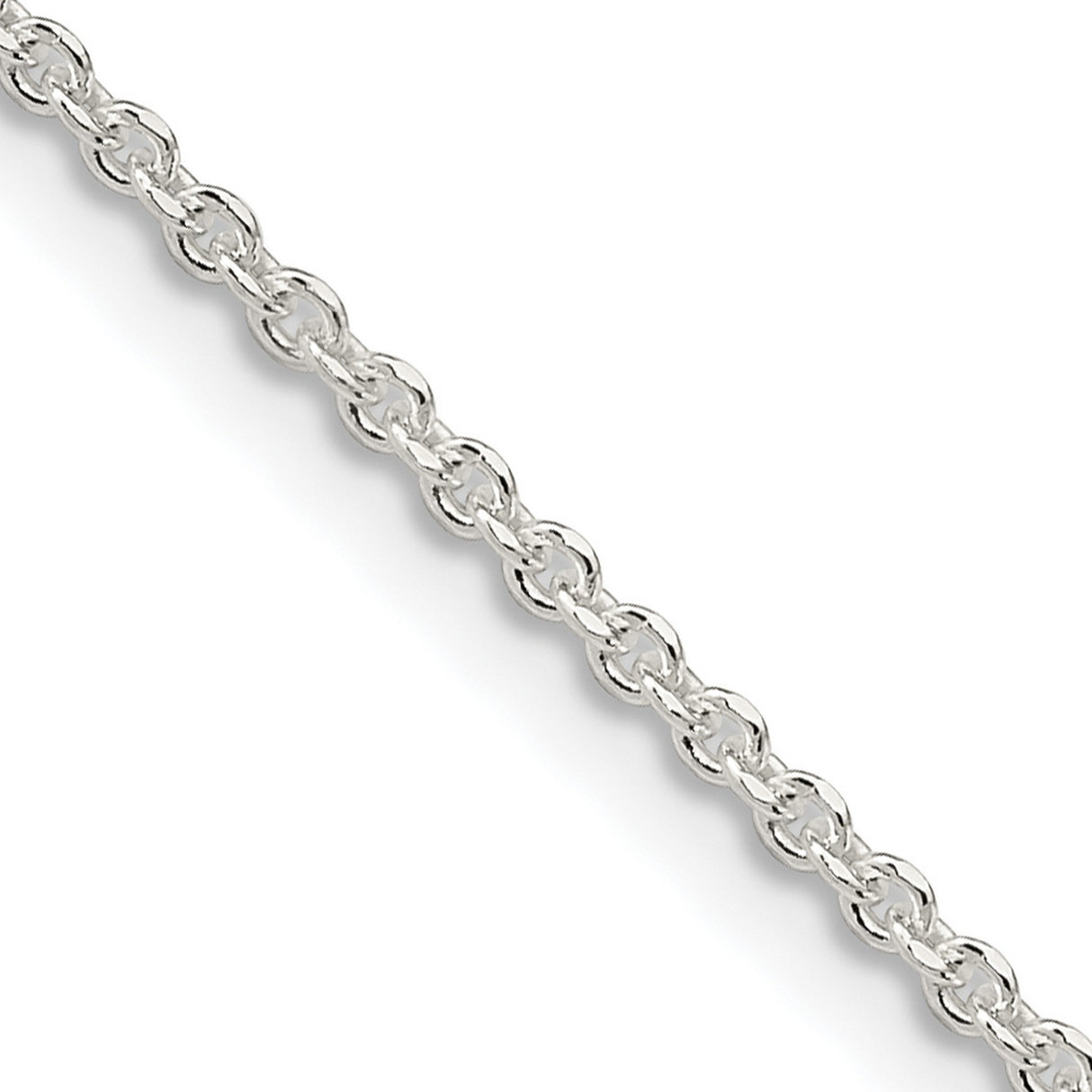 925 White Gold 1.85 mm Polished Chain Necklace, Solid detail view