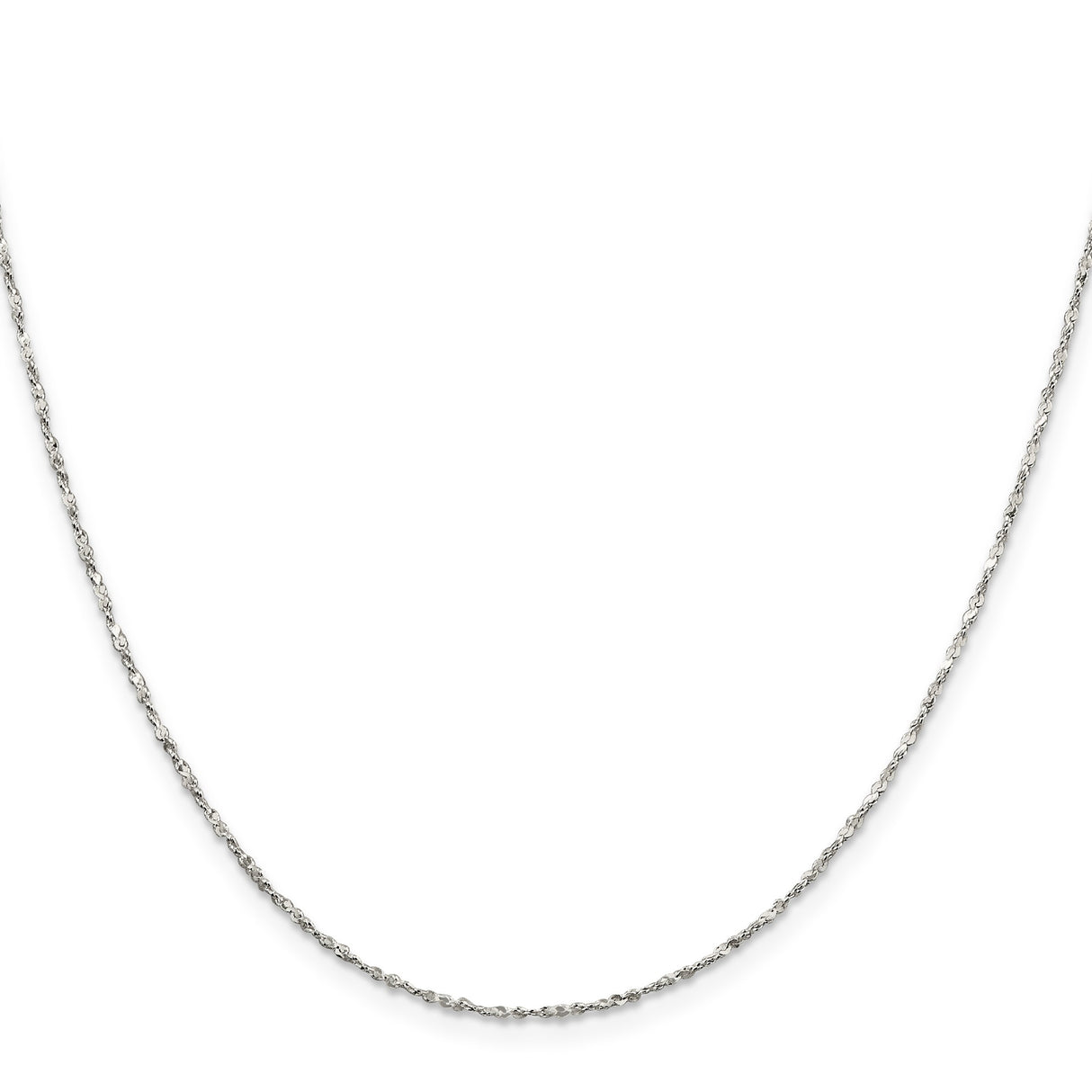 925 White Gold 1.4 mm Polished Chain Necklace, Solid