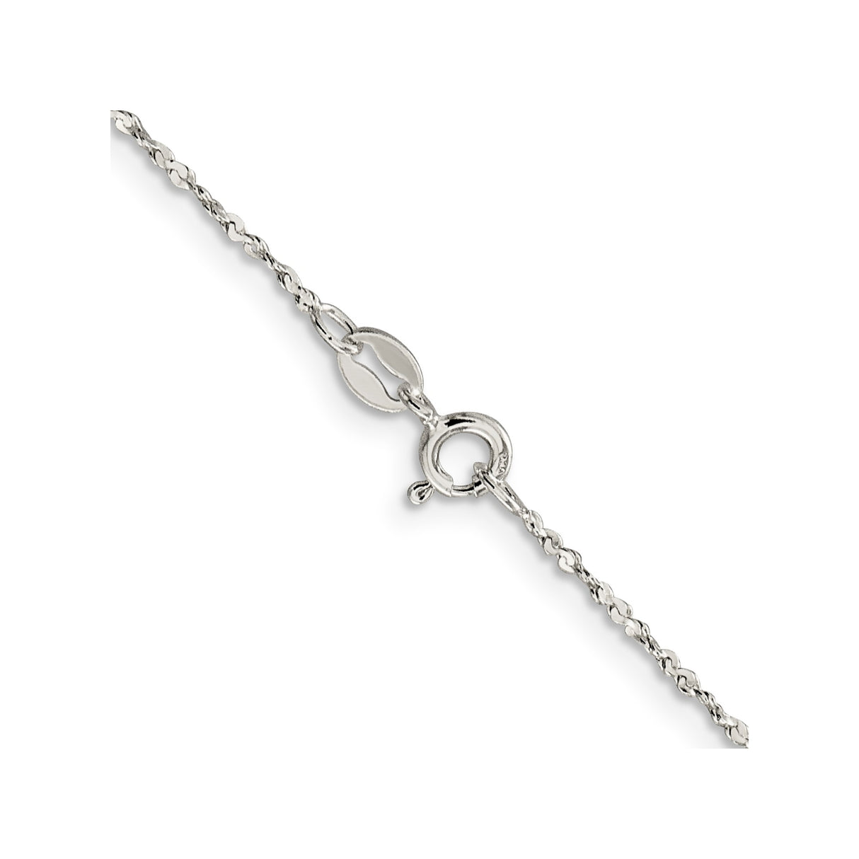 925 White Gold 1.4 mm Polished Chain Necklace, Solid alternate angle