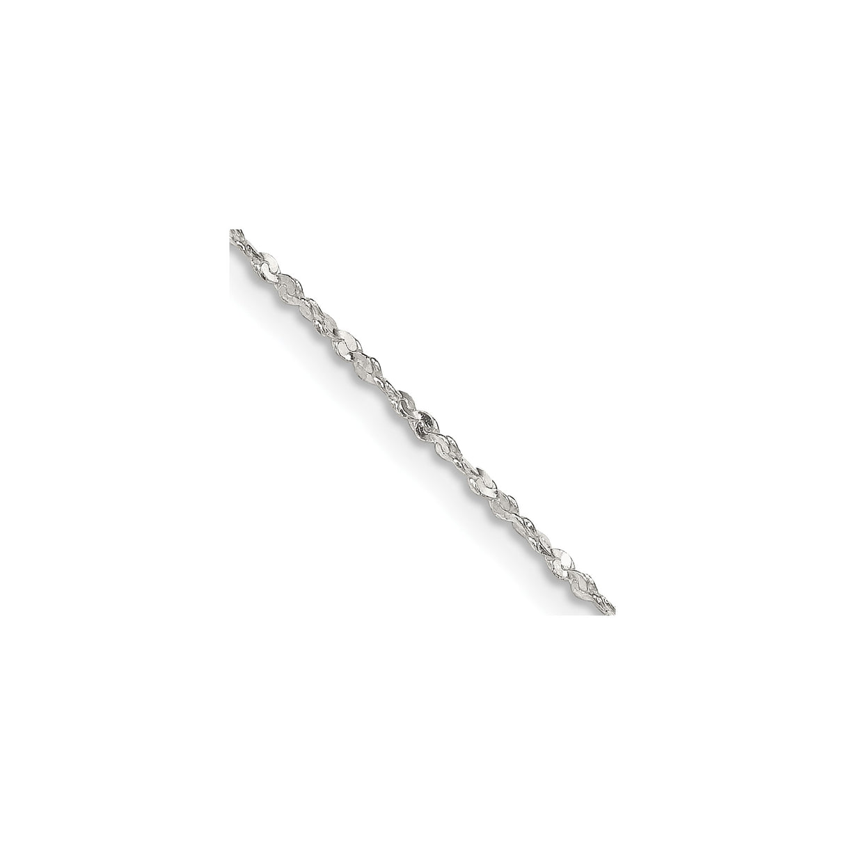 925 White Gold 1.4 mm Polished Chain Necklace, Solid detail view