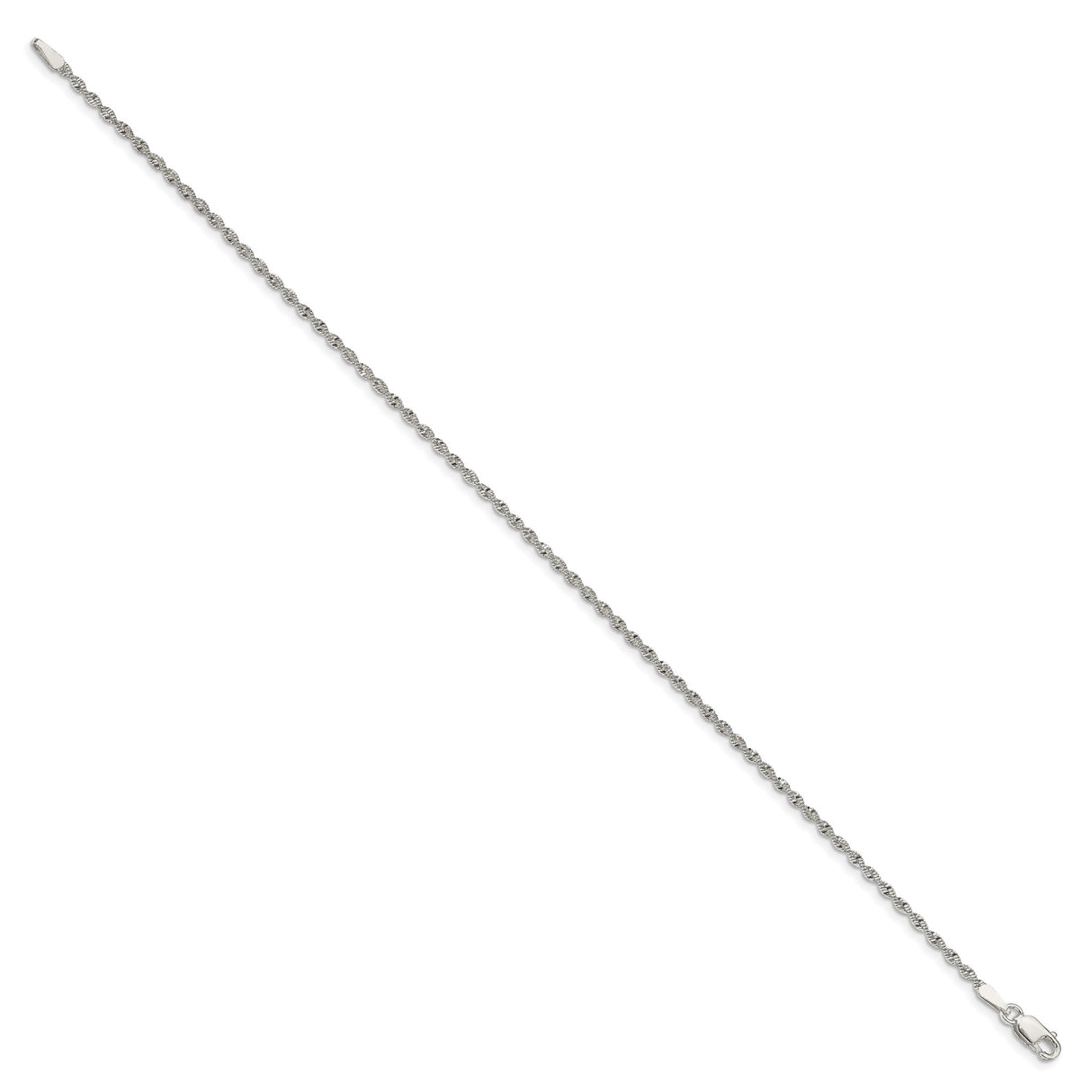 925 White Gold 1.65 mm Herringbone Chain Bracelet, Polished