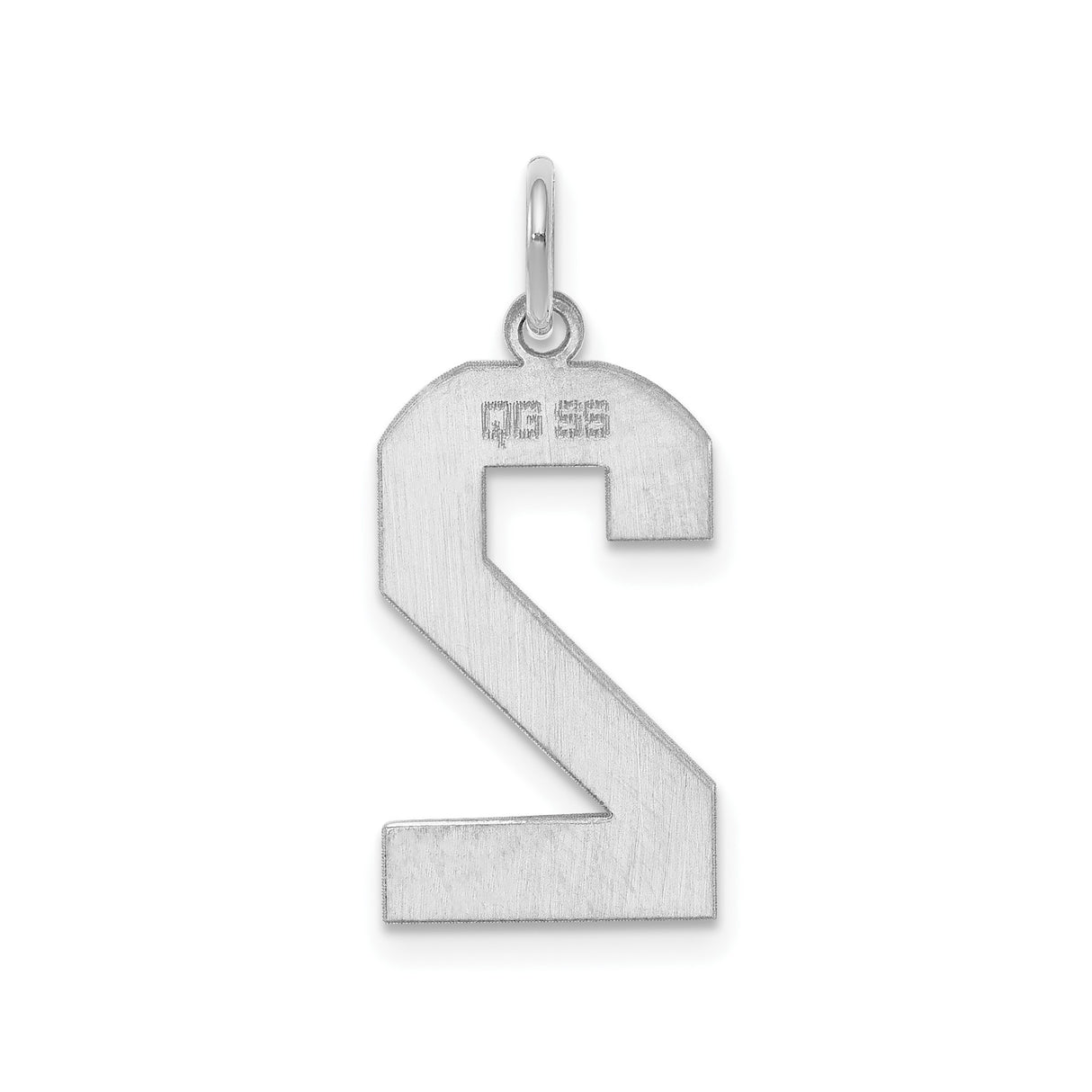 Sterling Silver Number Two Pendant Charm, Bold Polished Numeral Design for Necklace or Bracelet