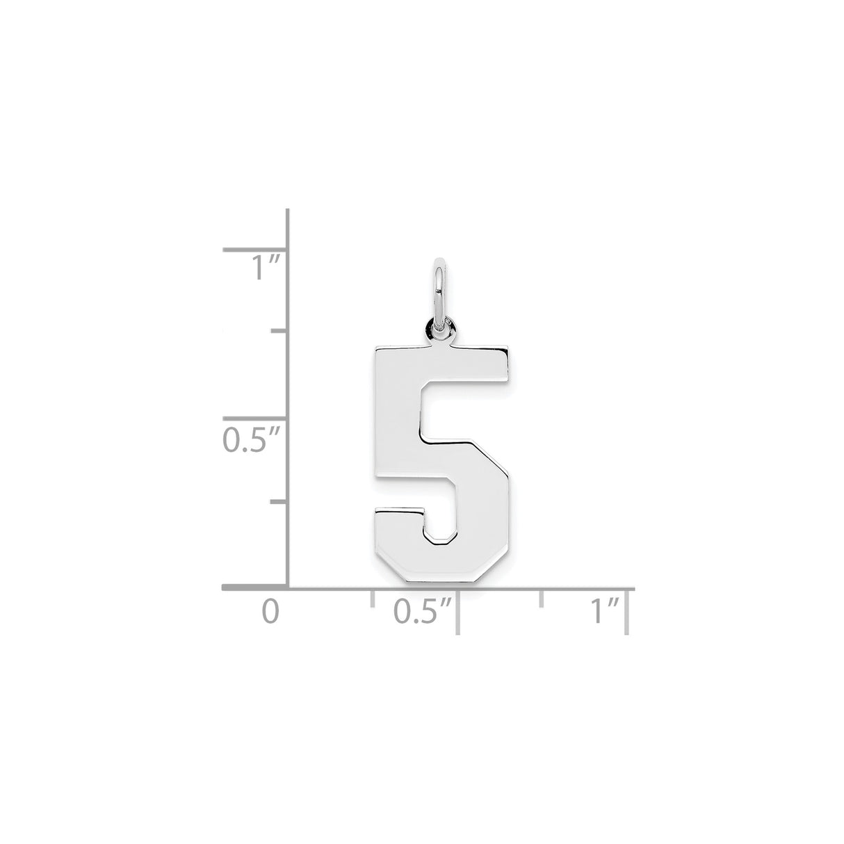 Sterling Silver Number 5 Pendant Charm, Bold Block Numeral Design, Unisex Jewelry