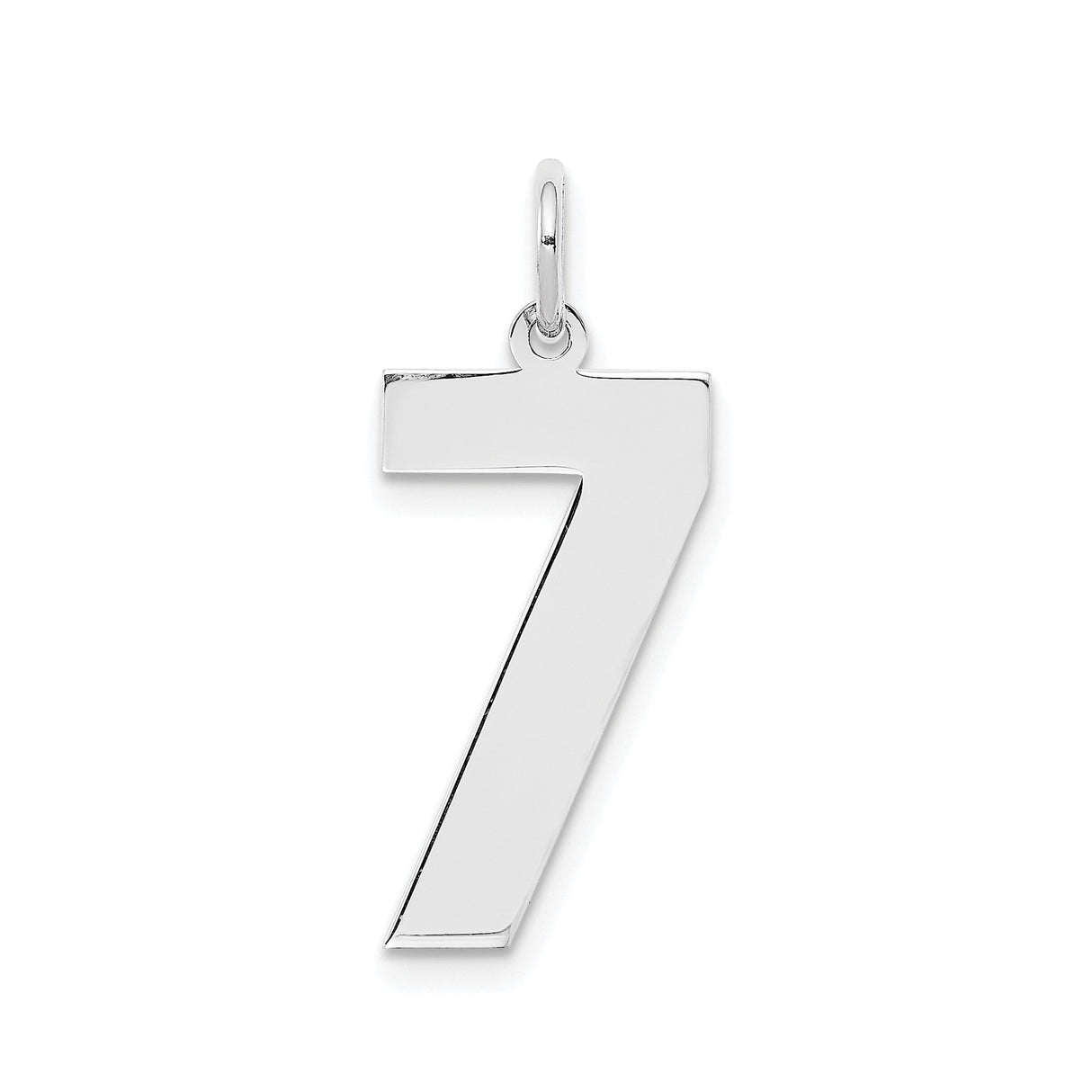 Sterling Silver Number 7 Pendant Charm, Polished Lucky Seven Symbol for Men and Women