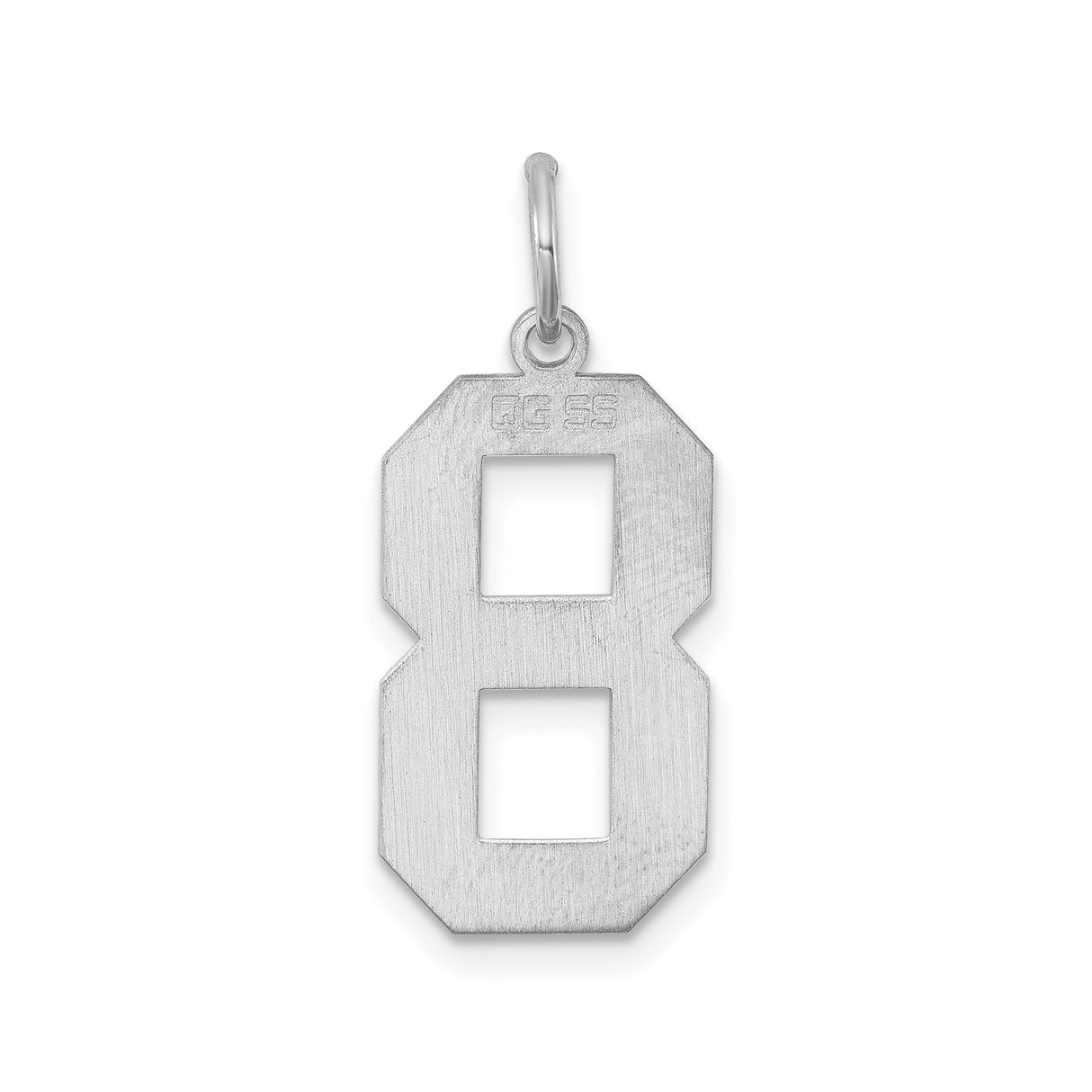 Sterling Silver Number 8 Pendant, Bold Block Style Charm, Unisex Sports or Lucky Number Jewelry
