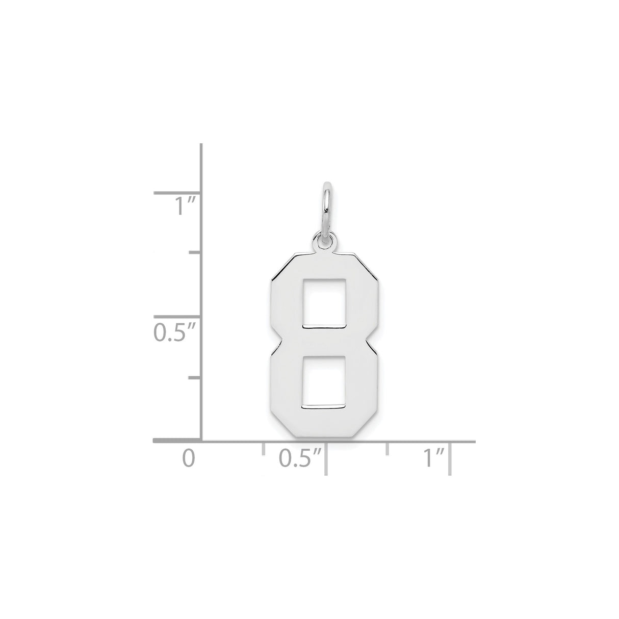 Sterling Silver Number 8 Pendant, Bold Block Style Charm, Unisex Sports or Lucky Number Jewelry