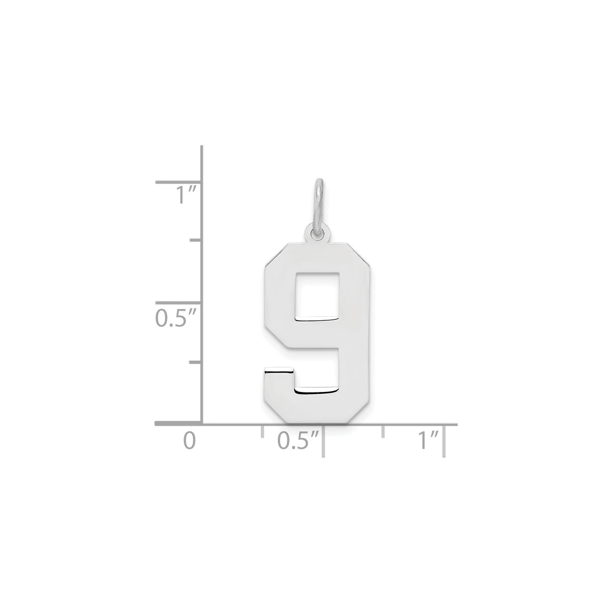 Sterling Silver Number 9 Pendant Charm, Bold Block Style, Unisex Jewelry