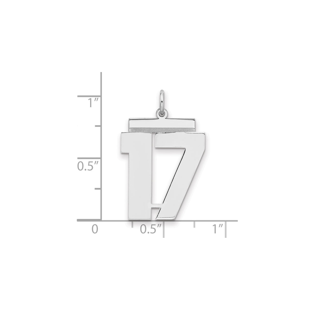 Sterling Silver Number 17 Pendant, Polished Sports Jewelry Keepsake for Men or Women
