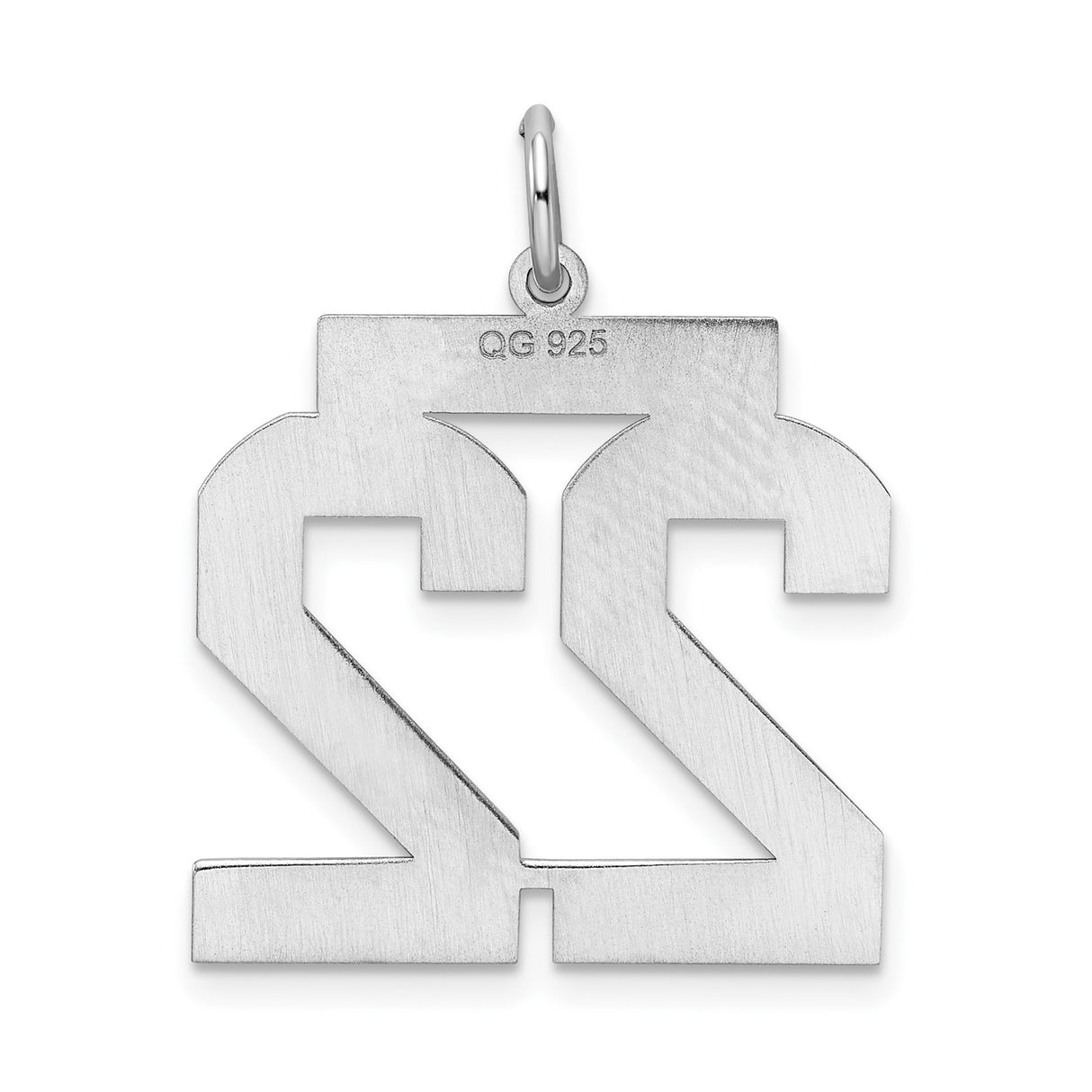 Sterling Silver Number 22 Pendant, Bold Sports Font, Unisex Athletic Jewelry Charm
