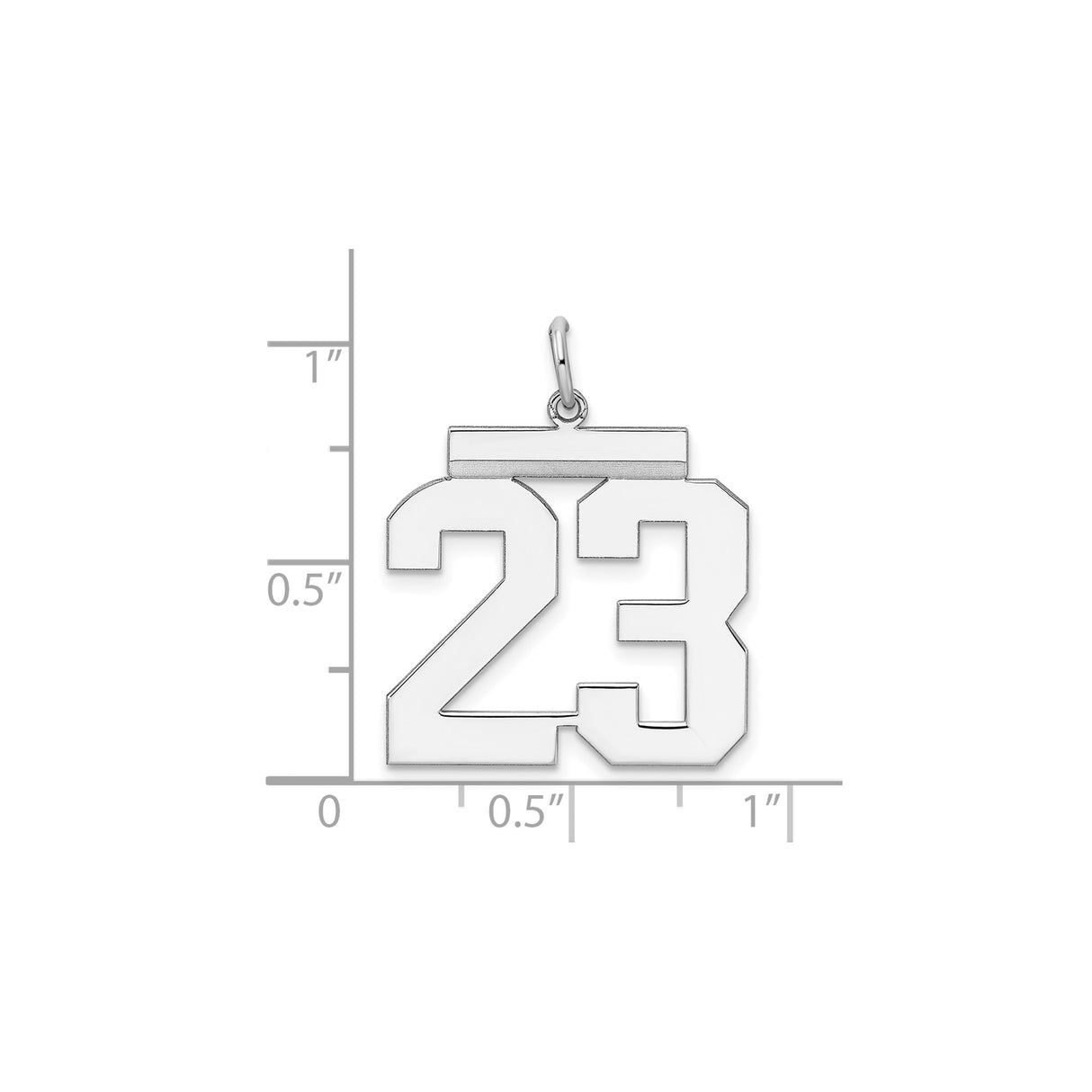Sterling Silver Number 23 Pendant Charm, Bold Jersey Style Sports Jewelry for Men and Women