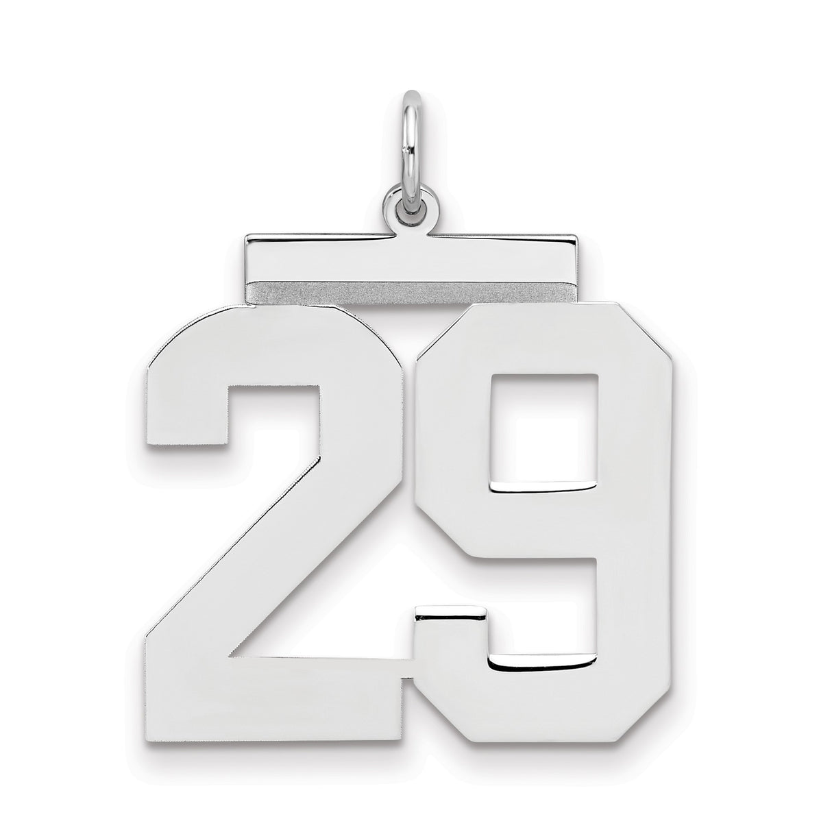 Large Polished Number 29 Charm Pendant in Real 925 Sterling Silver
