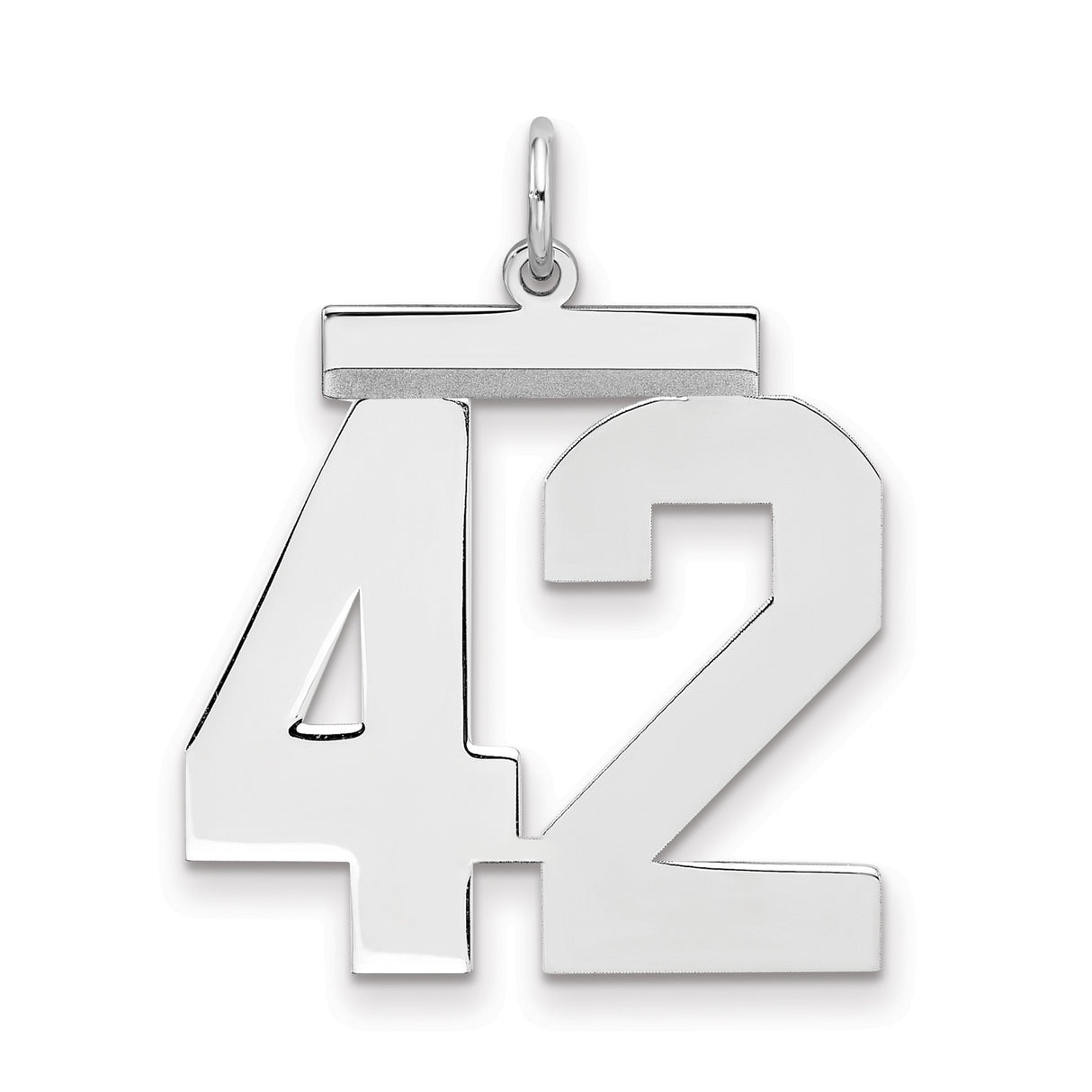 Sterling Silver Number 42 Pendant, High-Polish Sports Jewelry, Unisex Athletic Charm