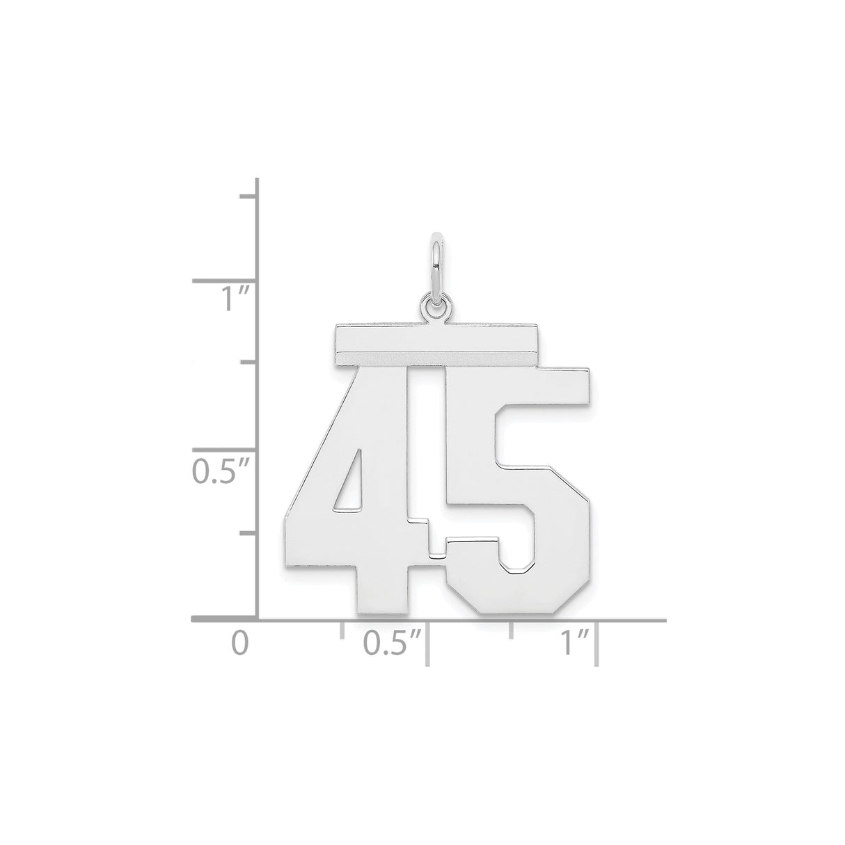 Sterling Silver Pendant with Number 45 in Bold Athletic Font Style