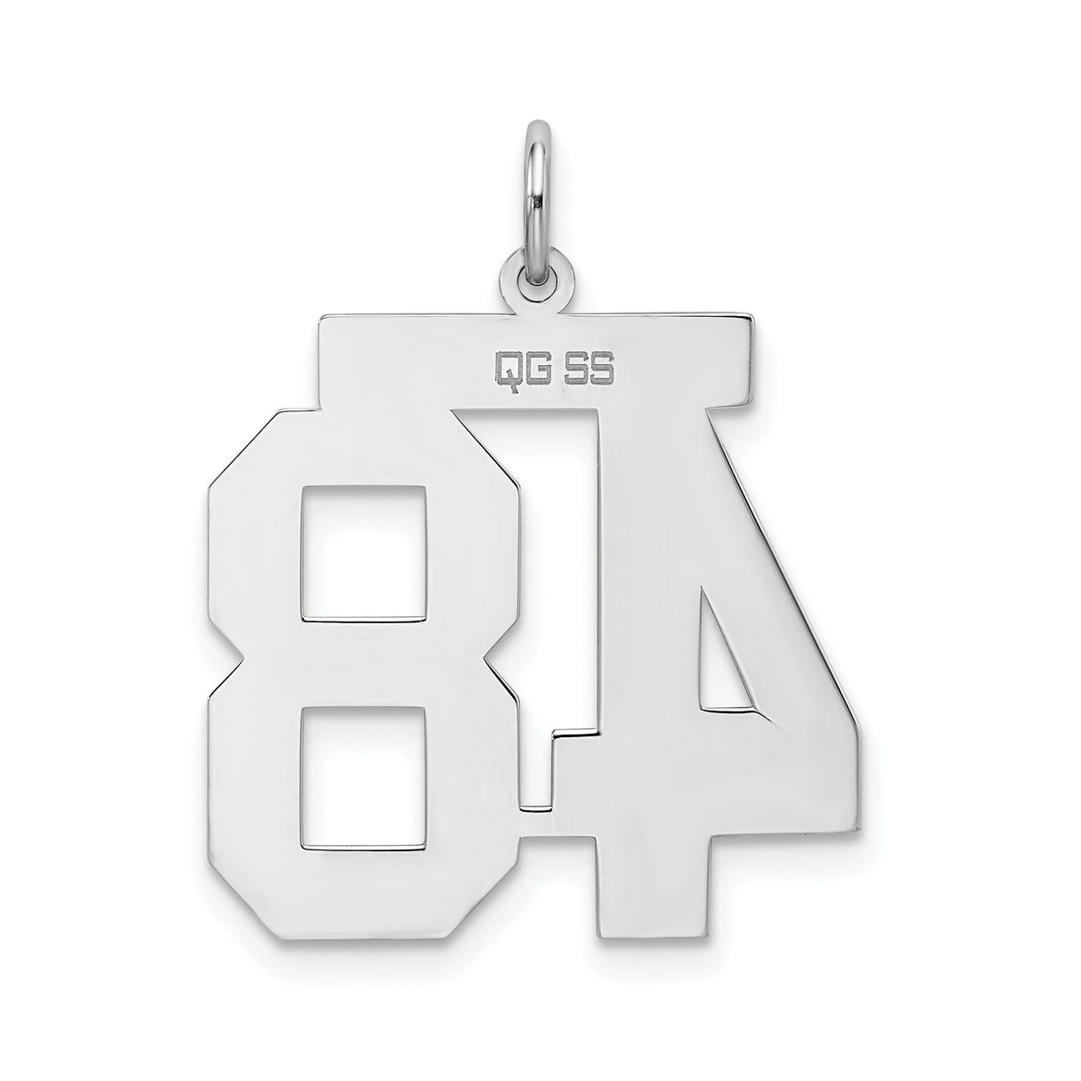 Large Polished Number 48 Charm Pendant in Real 925 Sterling Silver
