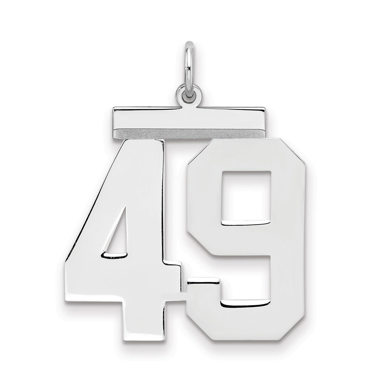 Large Polished Number 49 Charm Pendant in Real 925 Sterling Silver