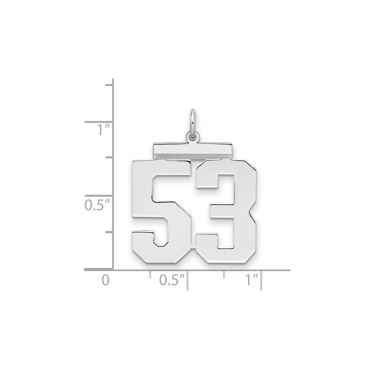 Sterling Silver Pendant, Number 53 in Bold Athletic Font, Sports Charm for Men or Unisex Wear