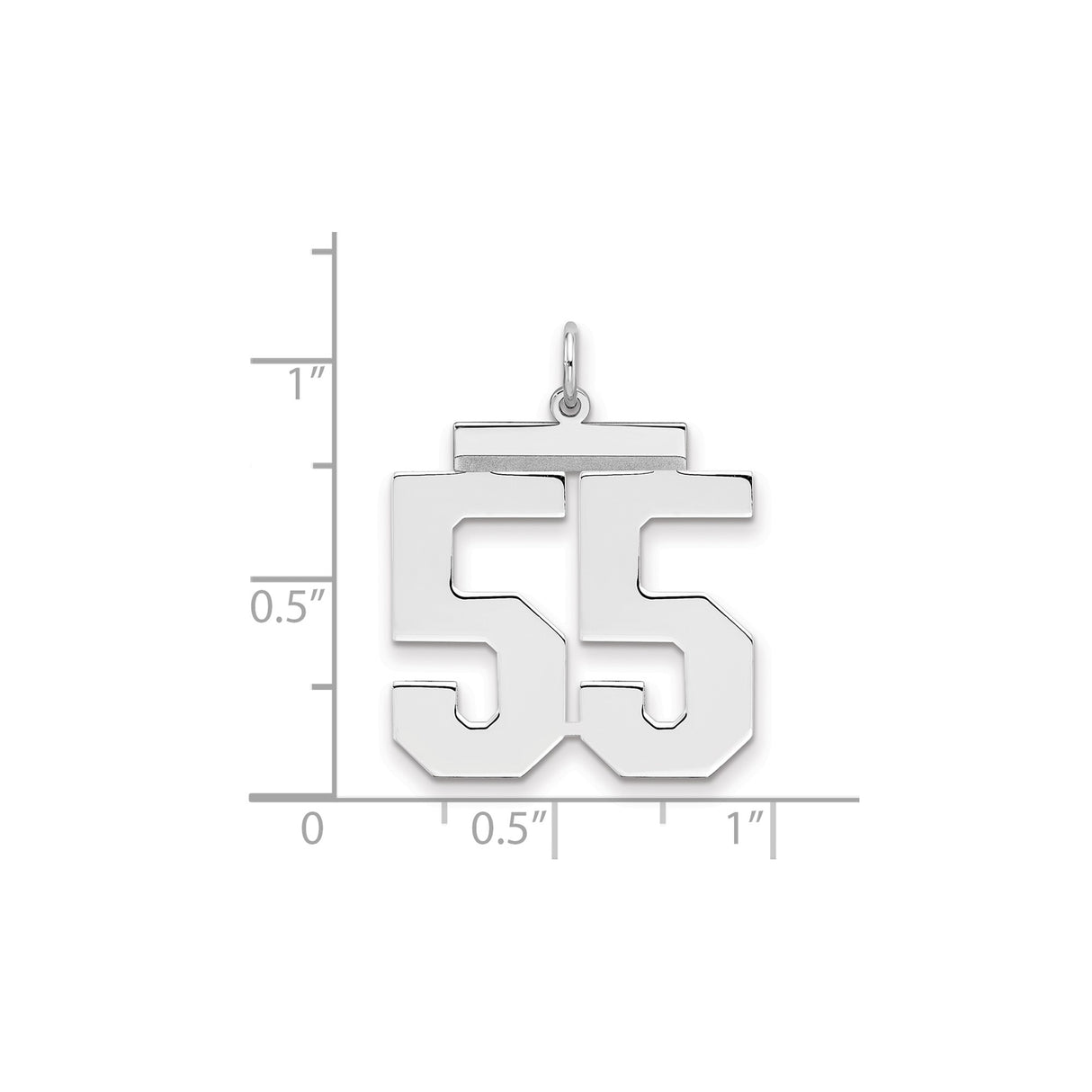 Sterling Silver Number 55 Pendant, Bold Jersey Style Sports Charm