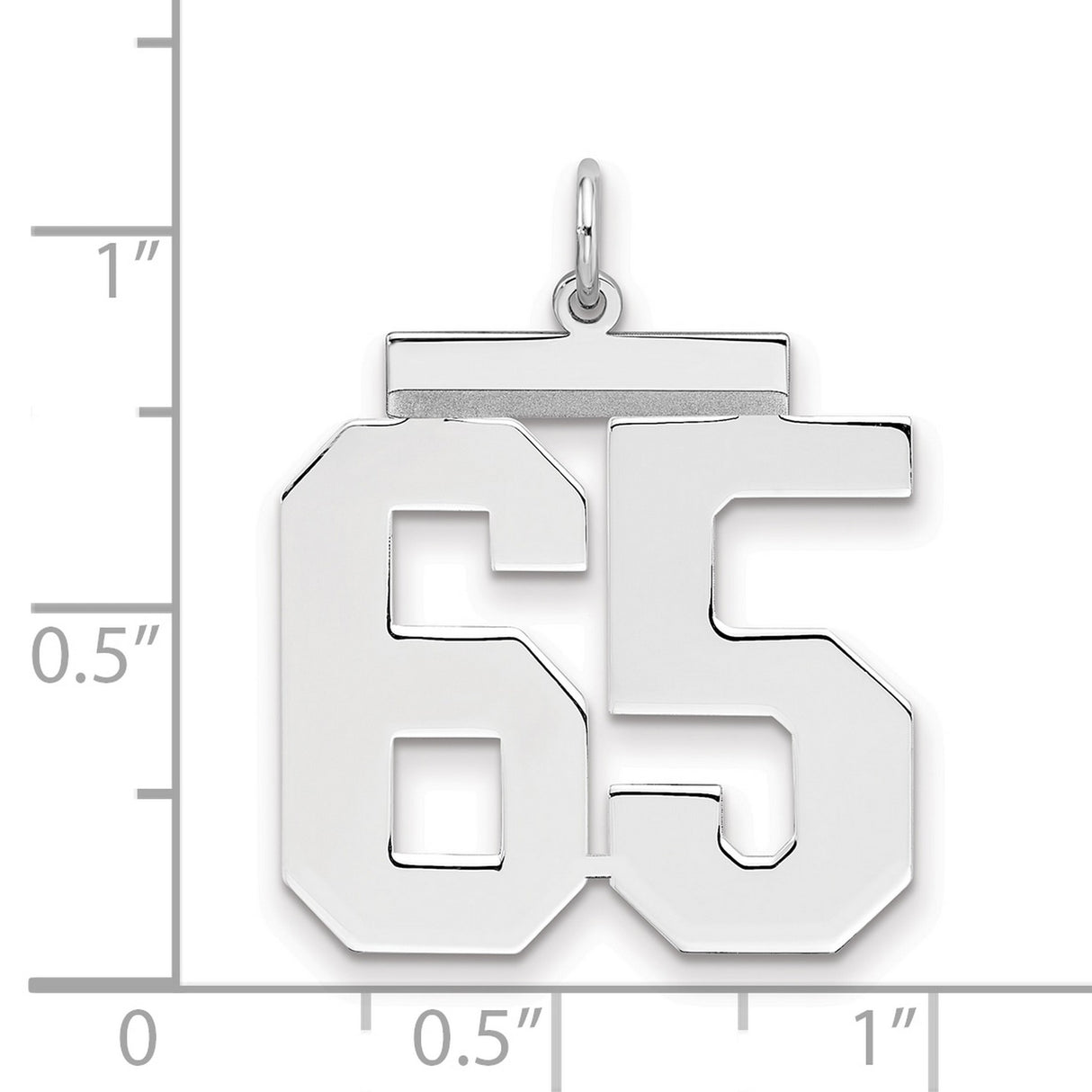 Gold Plated Polished Number 65 Charm Pendant in Real 925 Sterling SIlver