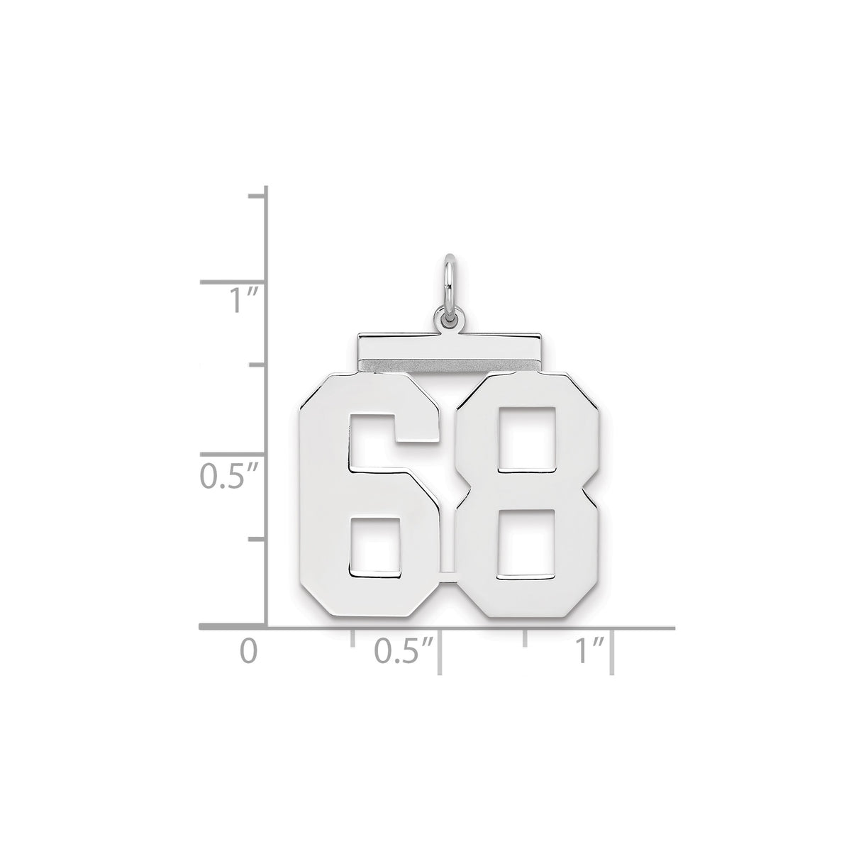 Sterling Silver Number 68 Pendant, Bold Athletic Numerals, Unisex Sports Charm