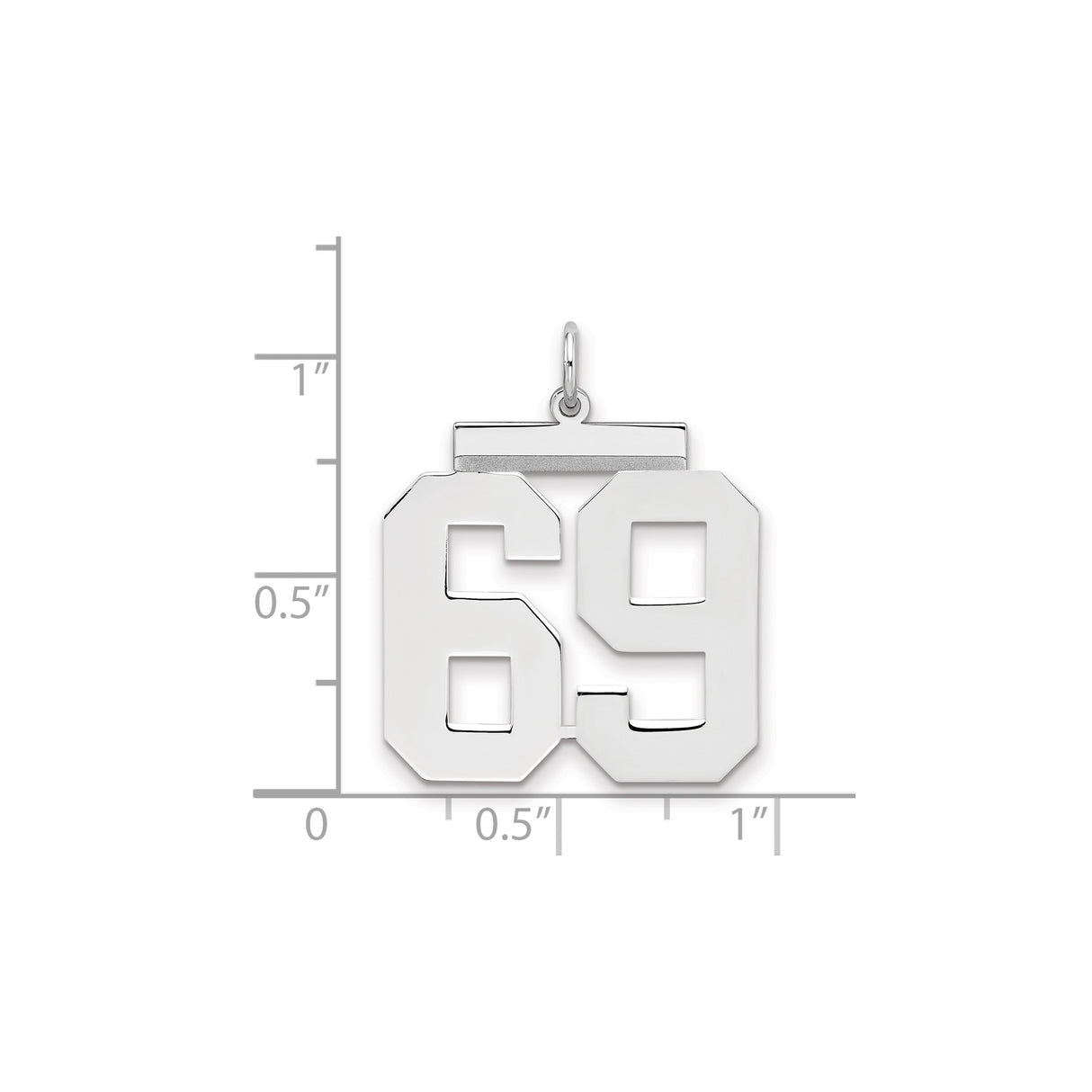 Large Polished Number 69 Charm Pendant in Real 925 Sterling Silver