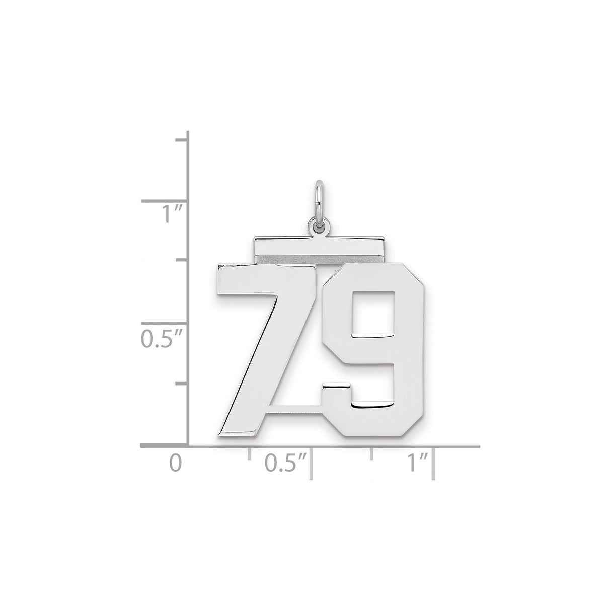 Large Polished Number 79 Charm Pendant in Real 925 Sterling Silver