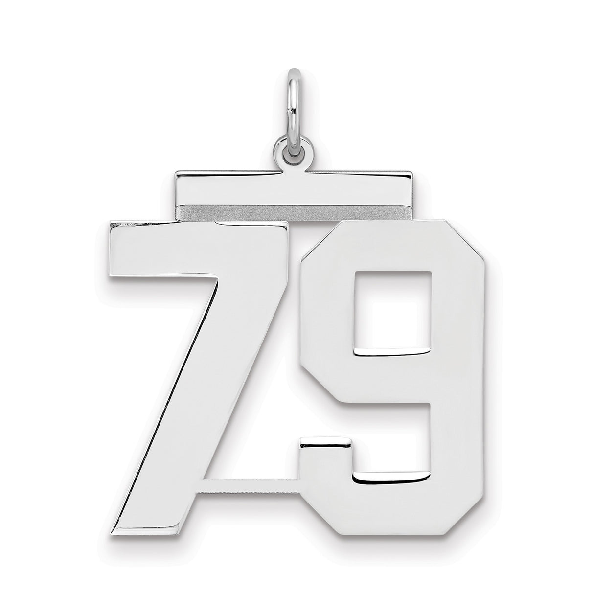 Large Polished Number 79 Charm Pendant in Real 925 Sterling Silver