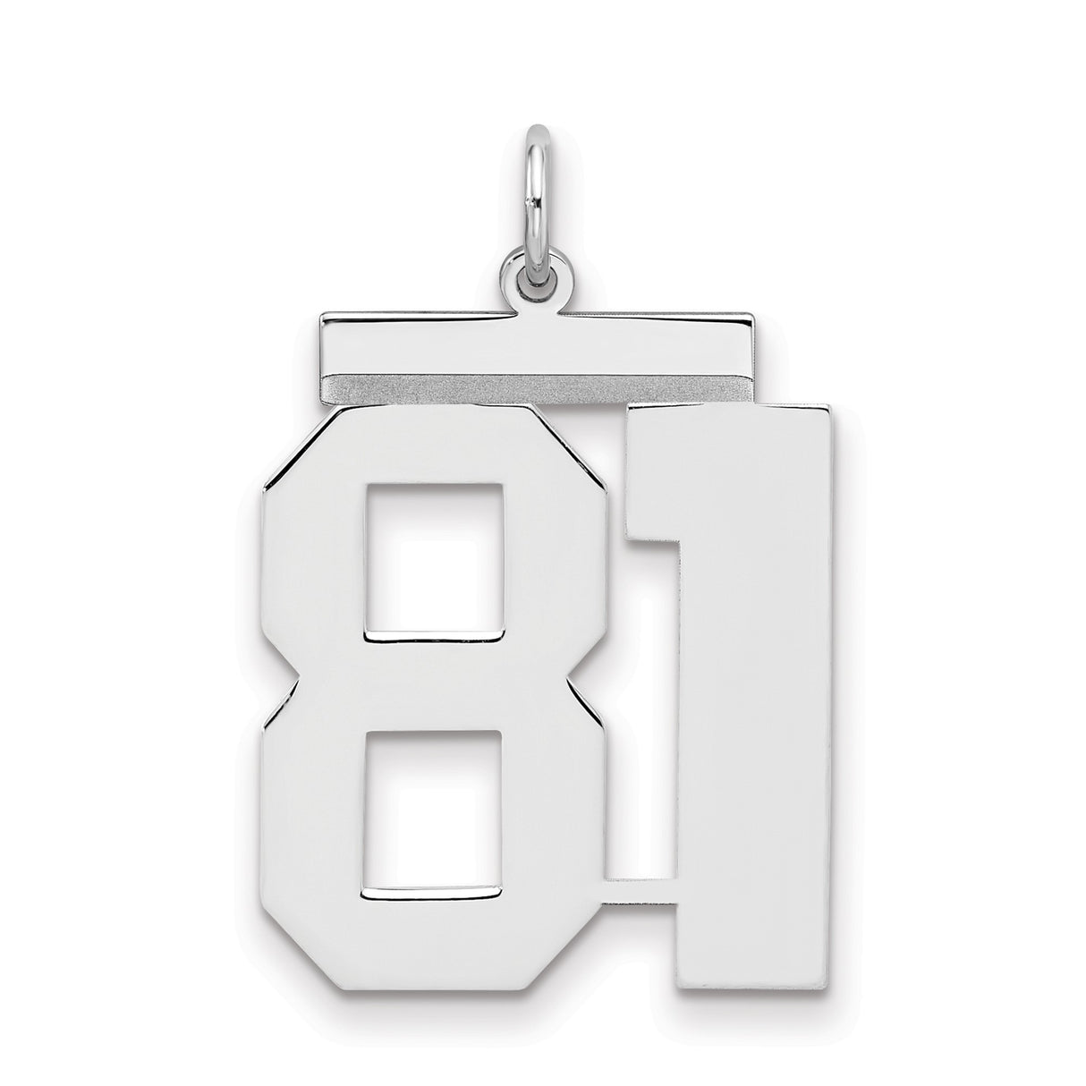 Large Polished Number 81 Charm Pendant in Real 925 Sterling Silver